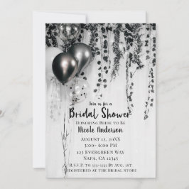 Metallisches Party Balloons Rustikales Ivy Brautpa Einladung