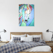 Metallisches Pferd in der Leinwand Blues (Insitu (Schlafzimmer))