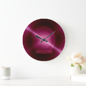 Metallisches Pink-Edelstahl-Metall Große Wanduhr (Zuhause)