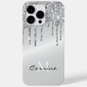 Metallisches Platin-Monogramm-Silber-Drift-Glitzer Case-Mate iPhone Hülle (Rückseite)