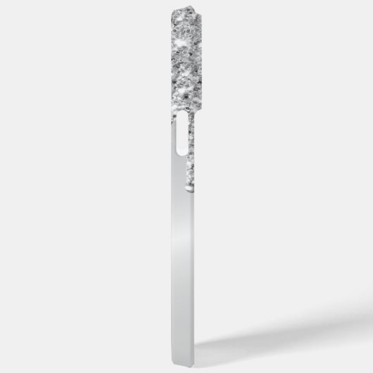 Metallisches Platin-Monogramm-Silber-Drift-Glitzer Case-Mate iPhone Hülle (Rückseite / Rechts)