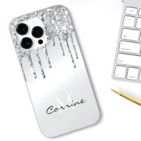 Metallisches Platin-Monogramm-Silber-Drift-Glitzer