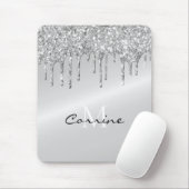 Metallisches Platin-Monogramm-Silber-Drift-Glitzer Mousepad (Mit Mouse)
