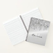 Metallisches Platin-Monogramm-Silber-Drift-Glitzer Notizblock (Innenseite)