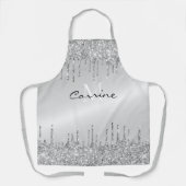 Metallisches Platin-Monogramm-Silber-Drift-Glitzer Schürze (Vorderseite)