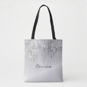 Metallisches Platin-Monogramm-Silber-Drift-Glitzer Tasche (Vorderseite)