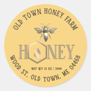 Metallisches Queen Bee Gold Tropfen Honey Label Runder Aufkleber