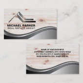 Metallisches Real Anwesen Logo | Holzkarten Visitenkarte (Vorne/Hinten)