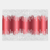 Metallisches Red Christmas Dripping Glitzer Combo Geschenkpapier Set (Vorderseite 2)