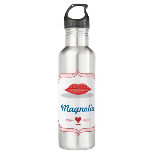Metallisches Rosa mit Personalisierten Lippen Trinkflasche (Vorderseite)