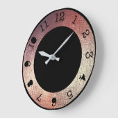 Metallisches Rosa Rose Gold Blush Modernes Schwarz Große Wanduhr (Winkel)