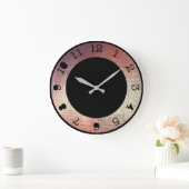 Metallisches Rosa Rose Gold Blush Modernes Schwarz Große Wanduhr (Zuhause)