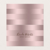 Metallisches Rose-Gold-Streifen-Muster Visitenkarten (Außenseite Aufgefaltet)