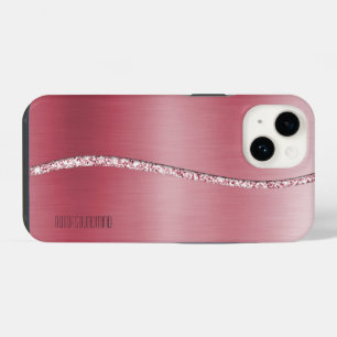 Metallisches Roségold und Glitterwelle iPhone 14 Hülle