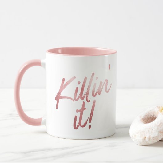 Metallisches Rosen-Gold Killin es Rosa Tasse (Mit Donut)