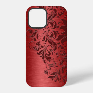 Metallisches Rot Gebürstetes Aluminium & Dunkelrot iPhone 12 Pro Hülle