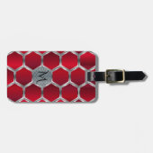 Metallisches rotes und silberes achteckiges Muster Gepäckanhänger (Vorderseite horizontal)