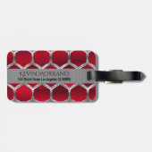 Metallisches rotes und silberes achteckiges Muster Gepäckanhänger (Rückseite horizontal)