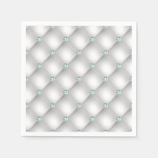 Metallisches Satin White Mint Green Bling Glam Serviette (Vorderseite)
