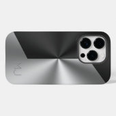 Metallisches Schwarz-Graues Splitscreen-Monogramm Case-Mate iPhone Hülle (Rückseite (Horizontal))