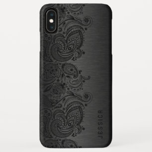 Metallisches Schwarz mit schwarzer Paisley-Spitze Case-Mate iPhone Hülle