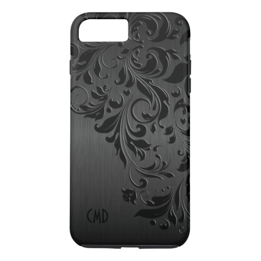 Metallisches Schwarz und Schwarze Spitze Case-Mate iPhone Hülle (Rückseite)