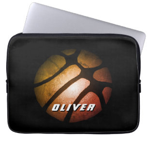 Metallisches Schwarzes Orange Basketball Ball Spor Laptopschutzhülle