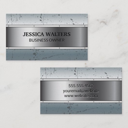 Metallisches Scratched Grunge Metal Visitenkarte (Vorne/Hinten)