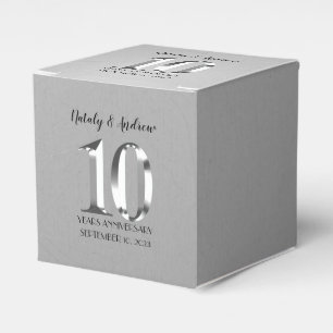 Metallisches Silber 10. Hochzeitstag Geschenkschachtel