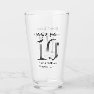 Metallisches Silber 10. Hochzeitstag Glas