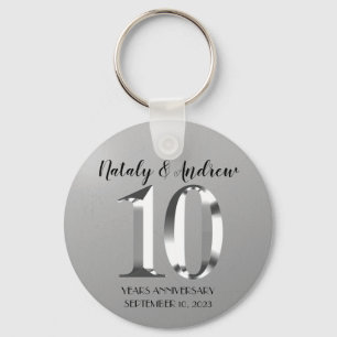 Metallisches Silber 10. Hochzeitstag Schlüsselanhänger