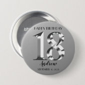 Metallisches Silber 18. Geburtstag Button (Vorne & Hinten)