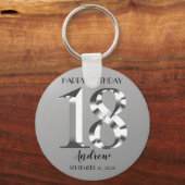 Metallisches Silber 18. Geburtstag Schlüsselanhänger (Vorderseite)