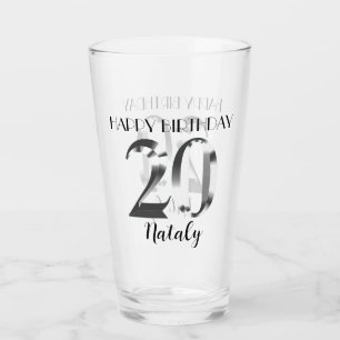 Metallisches Silber 20. Geburtstag Glas