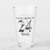 Metallisches Silber 24. Geburtstag Glas (Rückseite)