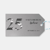 Metallisches Silber 25. Geburtstag Geschenkanhänger (Vorderseite (Horizontal))