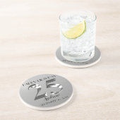 Metallisches Silber 25. Geburtstag Getränkeuntersetzer (Seite)