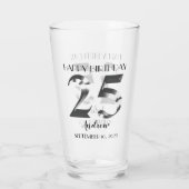 Metallisches Silber 25. Geburtstag Glas (Rückseite)