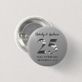 Metallisches Silber 25. Hochzeitstag Button (Vorne & Hinten)