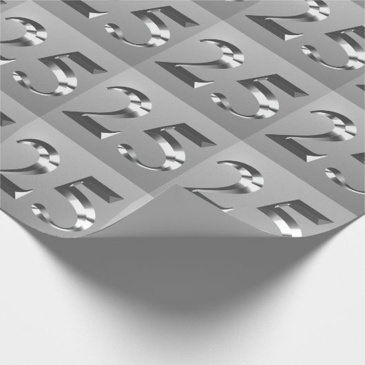 Metallisches Silber 25. Hochzeitstag Geschenkpapier (Ecke)
