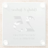 Metallisches Silber 25. Hochzeitstag Glasuntersetzer (Rückseite)