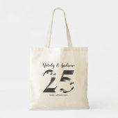 Metallisches Silber 25. Hochzeitstag Tragetasche (Rückseite)
