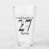 Metallisches Silber 27. Geburtstag Glas (Rückseite)