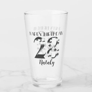 Metallisches Silber 28. Geburtstag Glas