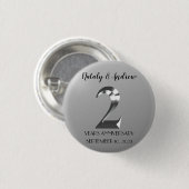 Metallisches Silber 2. Hochzeitstag Button (Vorne & Hinten)