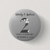 Metallisches Silber 2. Hochzeitstag Button (Vorderseite)