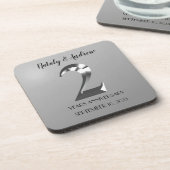 Metallisches Silber 2. Hochzeitstag Getränkeuntersetzer (Linke Seite)