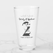 Metallisches Silber 2. Hochzeitstag Glas (Rückseite)
