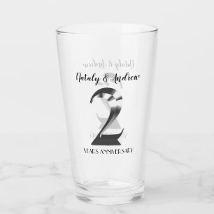 Metallisches Silber 2. Hochzeitstag Glas