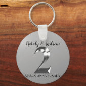 Metallisches Silber 2. Hochzeitstag Schlüsselanhänger (Vorderseite)